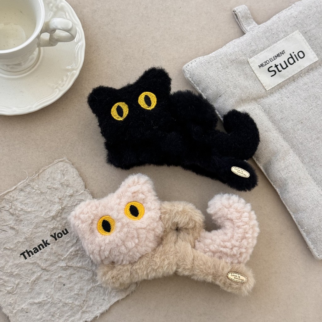 Klip Cakaran Kucing Tiga Dimensi Kartun Mewah, Klip Hiu Rambut Putri Lucu, Klip Rambut Di Belakang K