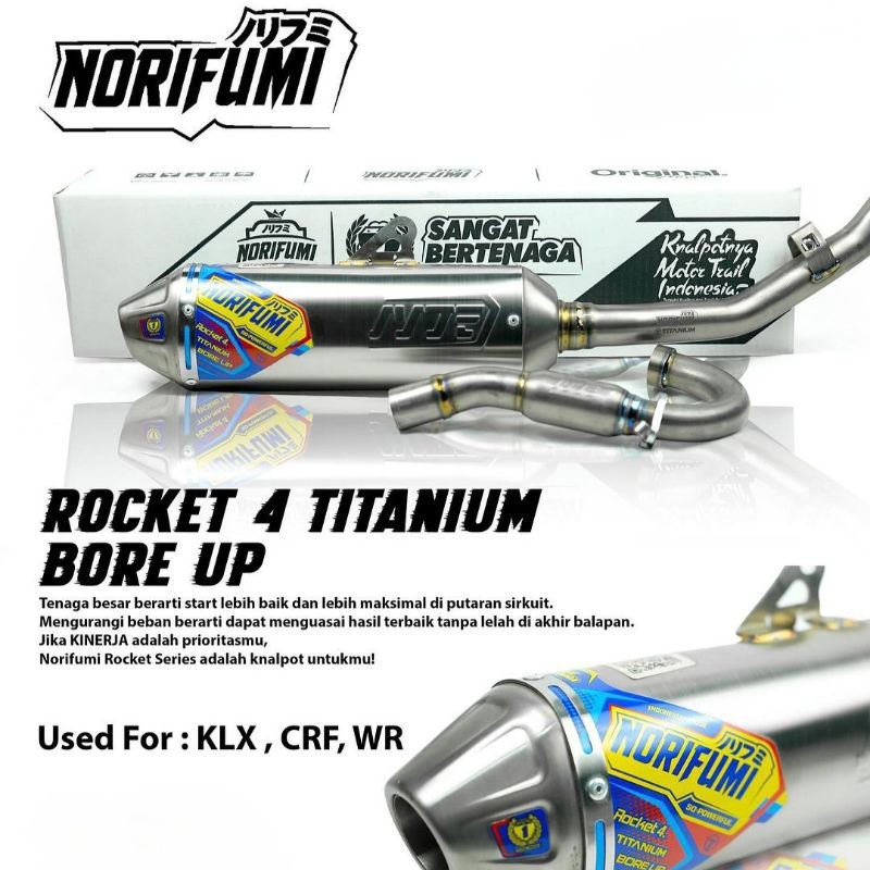 Knalpot NORIFUMI Rocket 4 Titanium Bore Up - KLX CRF WR