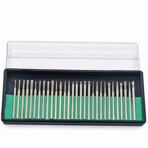 diamond burr set 30pcs / diamond pointed / diamond pointer tuner grafir akrilik kaca / mata bor ukir