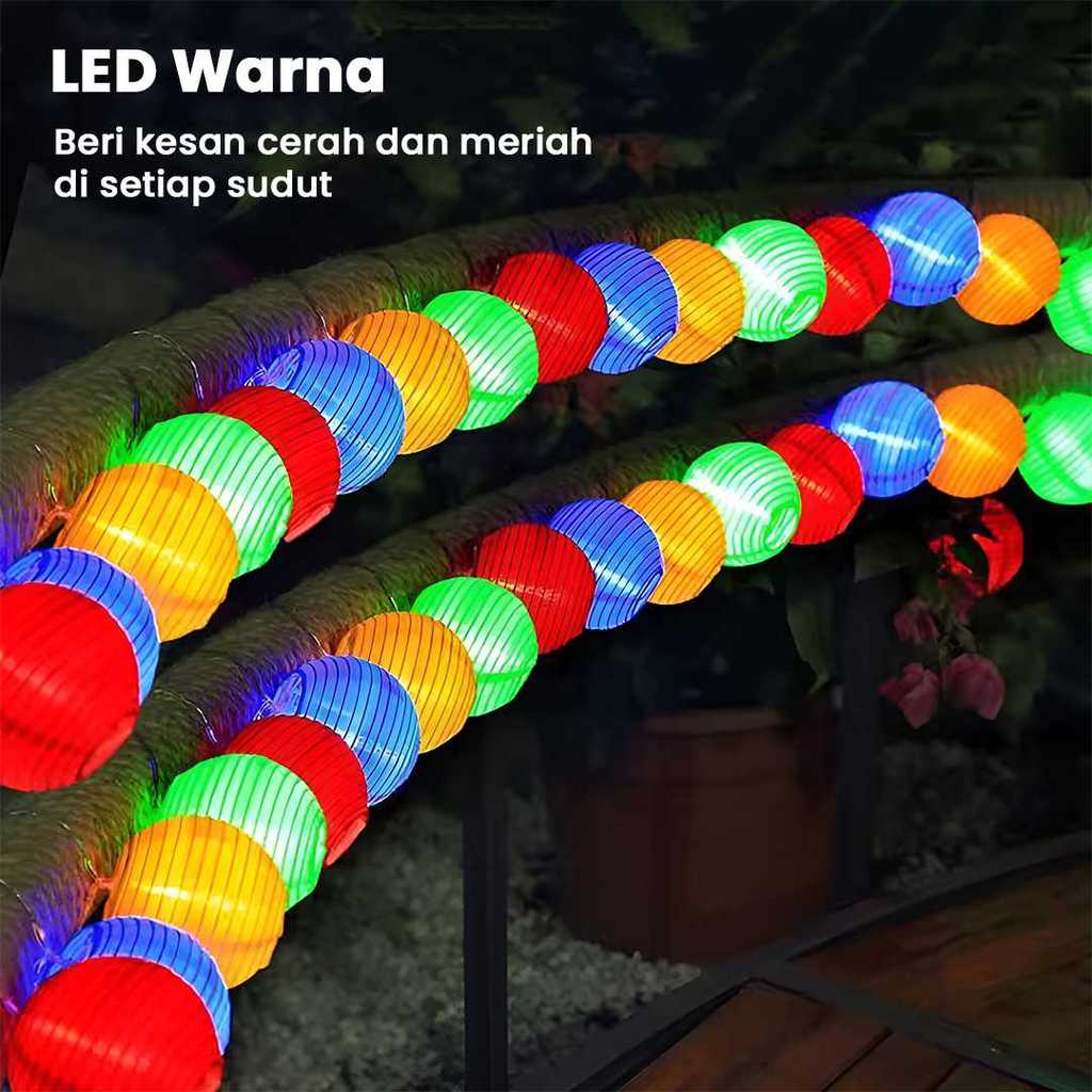 Lampu Hias Taman Outdoor Tenaga Surya - String Lights Lampion 20 LED 5M Anti Air 8 Mode Natal Tahun 