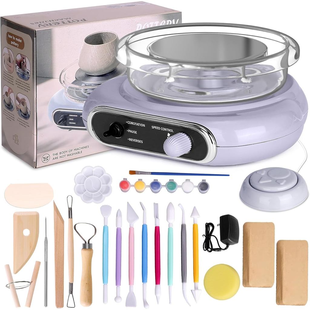 Mini Pottery Wheel Kit, 47 Pottery Wheel for Beginners with Pottery Tools, Detachable Turntable for 
