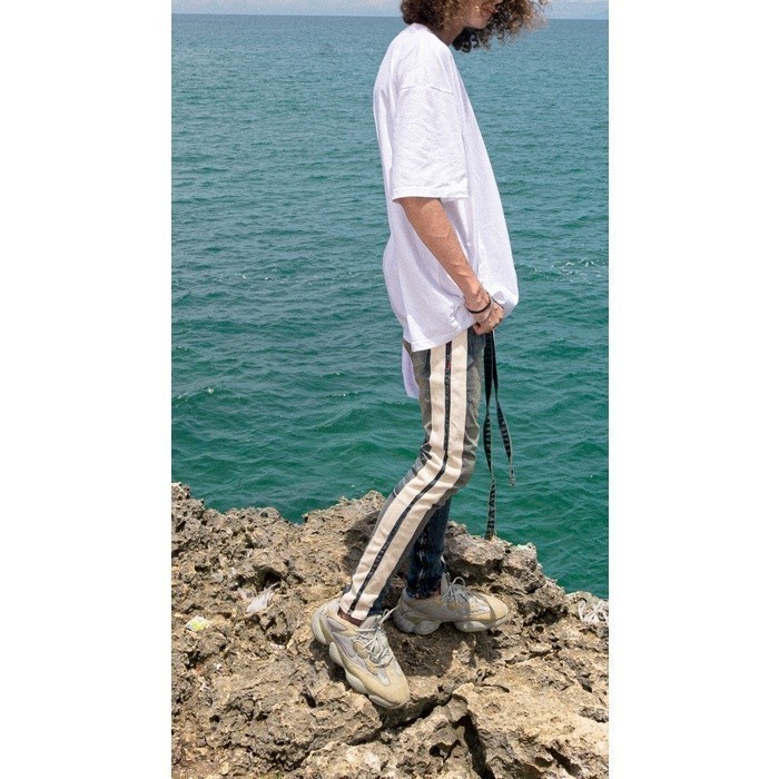 M1 mid distressed - Rusted blue dual stripes - Celana Jeans