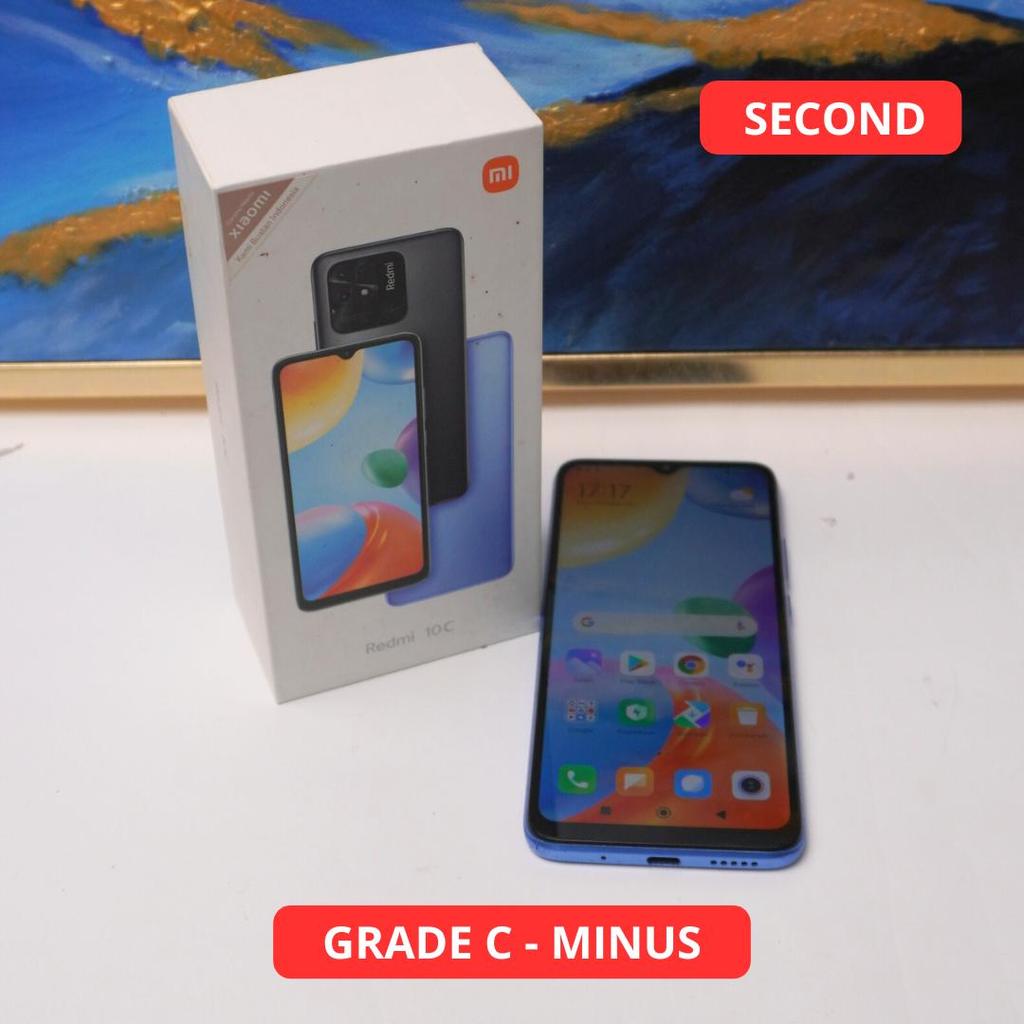 XIAOMI REDMI 10C 4/64 GB GRADE C - MINUS HP SECOND ORIGINAL SINAR MUTIARA CELL