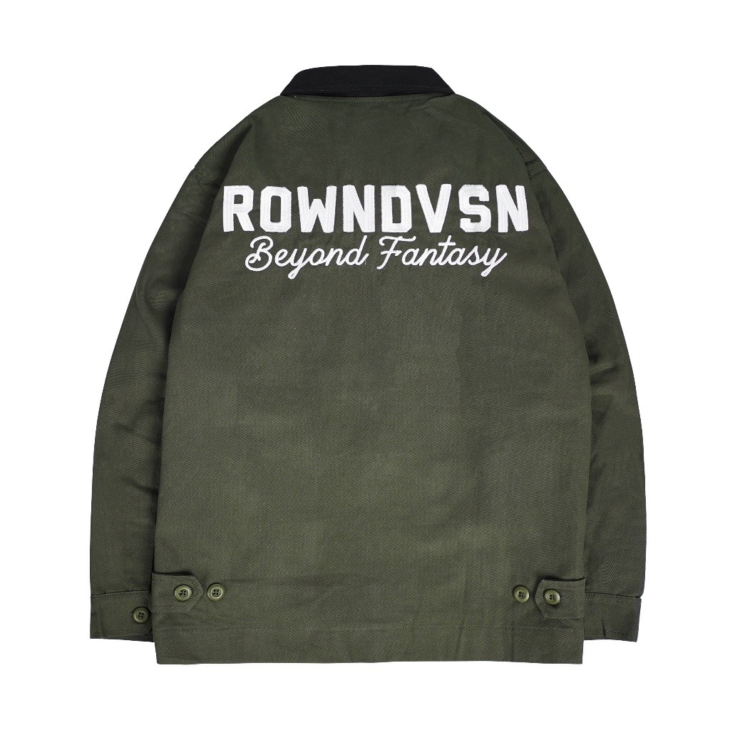 Rown Division Stockroom  Deck Jacket - Rowndvsn Jaket Kanvas Volans Green Army