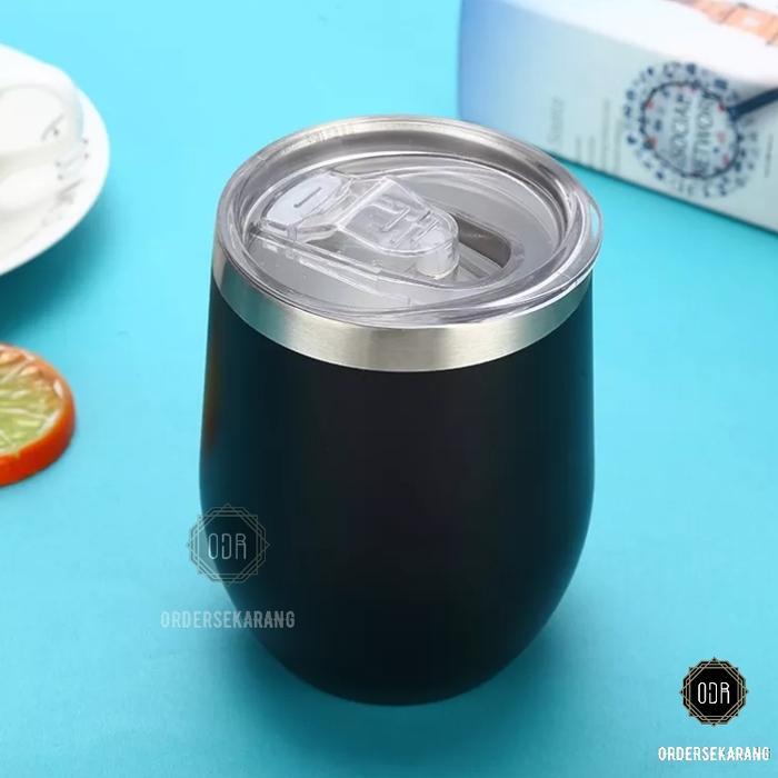 MUG GELAS CANGKIR KOPI COFFEE TERMOS THERMOS TRAVEL EGGO CUSTOM - Hitam, Polos [terlaris]
