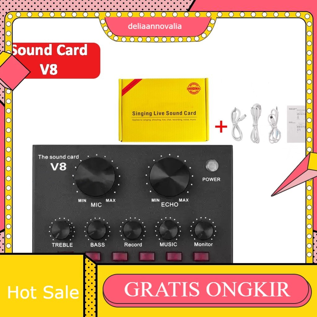 KUKE SOUND CARD V8 LIVE BROADCAST MIXER BLUETOOTH AUDIO USB EXTERNAL / SOUNDCARD MIXER AUDIO KARAOKE