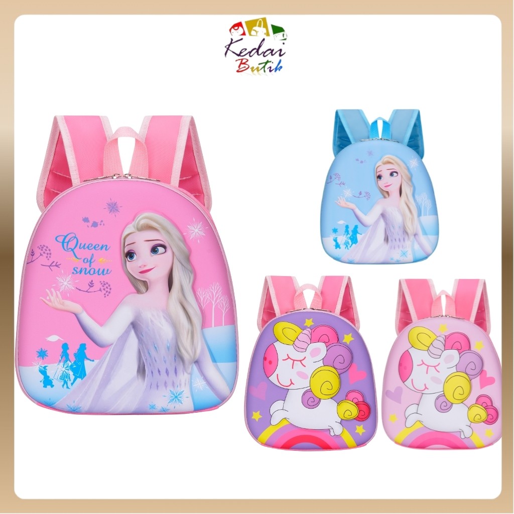 KEDAIBUTIK (461) Tas Ransel Telur Anak Sekolah Paud TK Karakter Elsa Frozen Unicorn