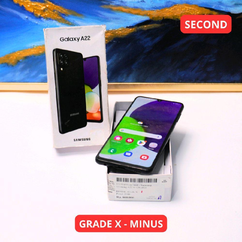 SAMSUNG A22 6/128 GB (4G) GRADE X - MINUS HP SECOND ORIGINAL SINAR MUTIARA CELL