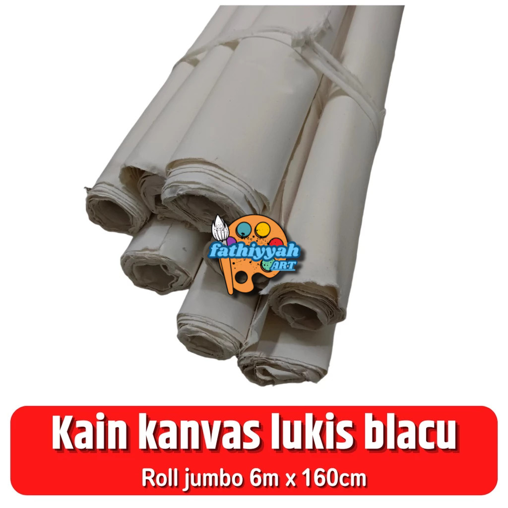 [muda jaya] grosir kain kanvas lukis roll jumbo tc teteron cotton sudah gesso full 6 meter x 160cm