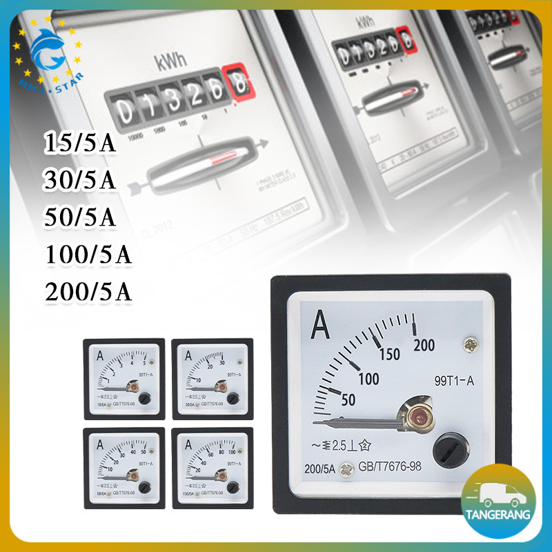 Panel Meter Ampere Analog 48x48mm Via CT 5A Meter Arus AC 99T1-A Untuk Panel Listrik Genset Dan Kont