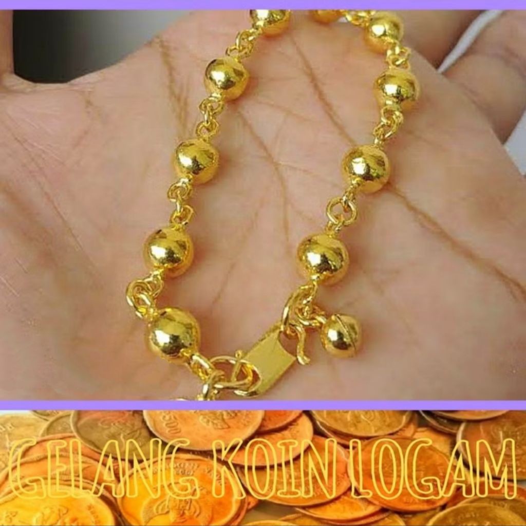 Gelang tangan koin asli 1991 gelang tangan biji lada warna emas anti luntur dan karat