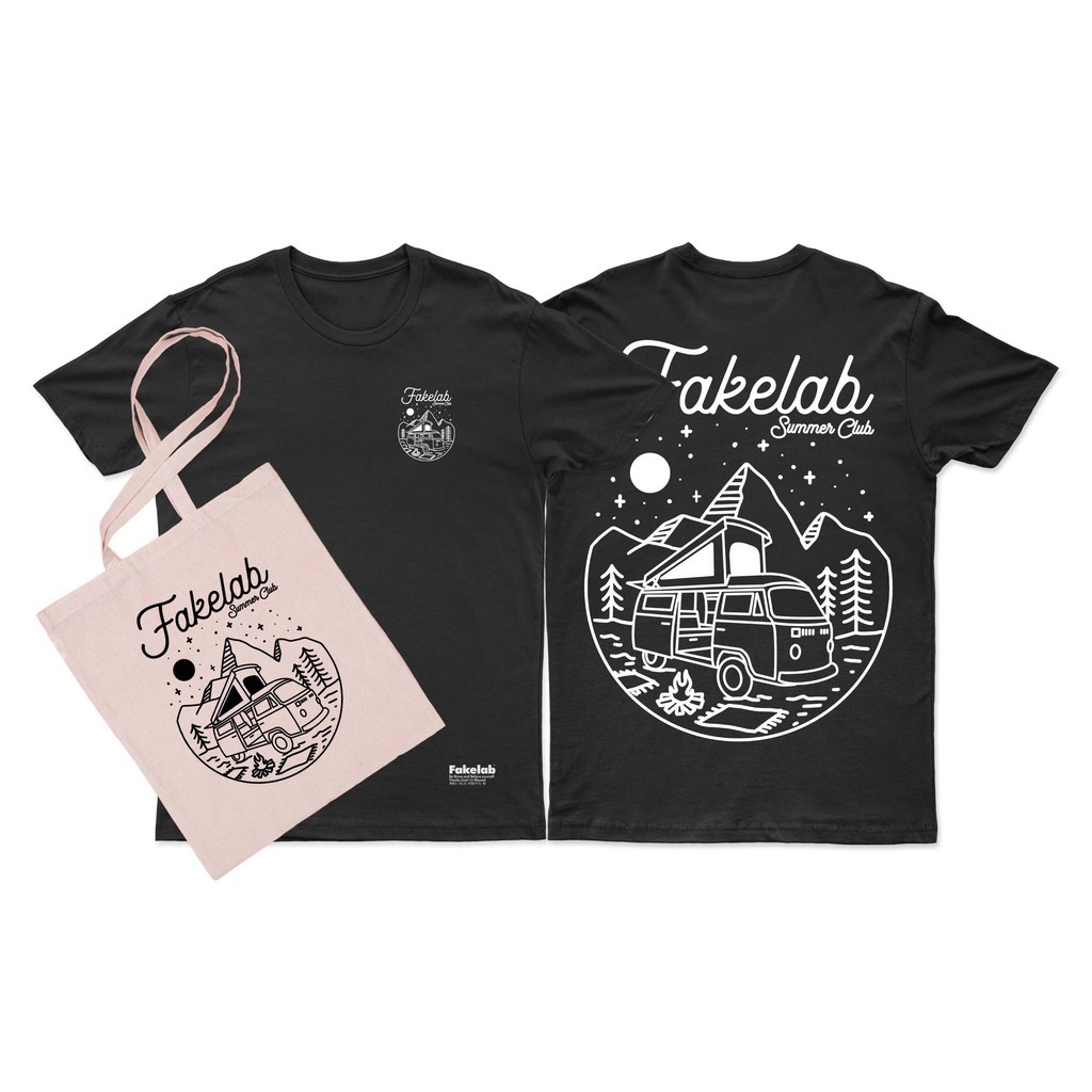 Fakelab Ts Night Camp Free Totebag Fakelab / Kaos / Tshirt / Tas / Tote