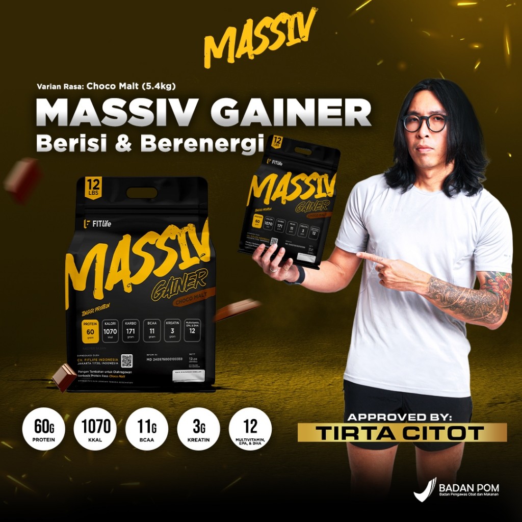 TergacorFITLIFE MASSIV Gainer 2lbs 900 Gram Mass Gainer MPRO GainerTerbaik