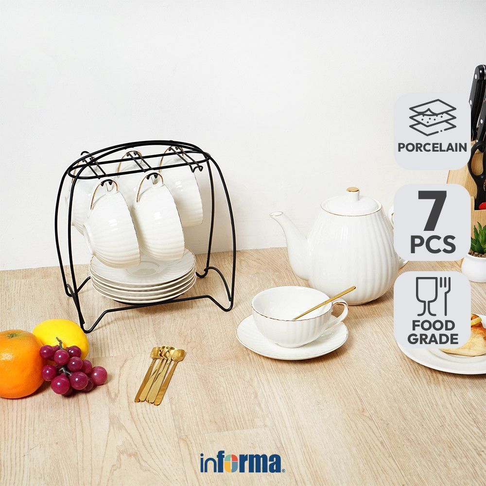 Informa Appetite Set 7 Pcs Pcs Lucille Teko & Cangkir Teh Dengan Saucer Set Water Jug With Cup Pitch