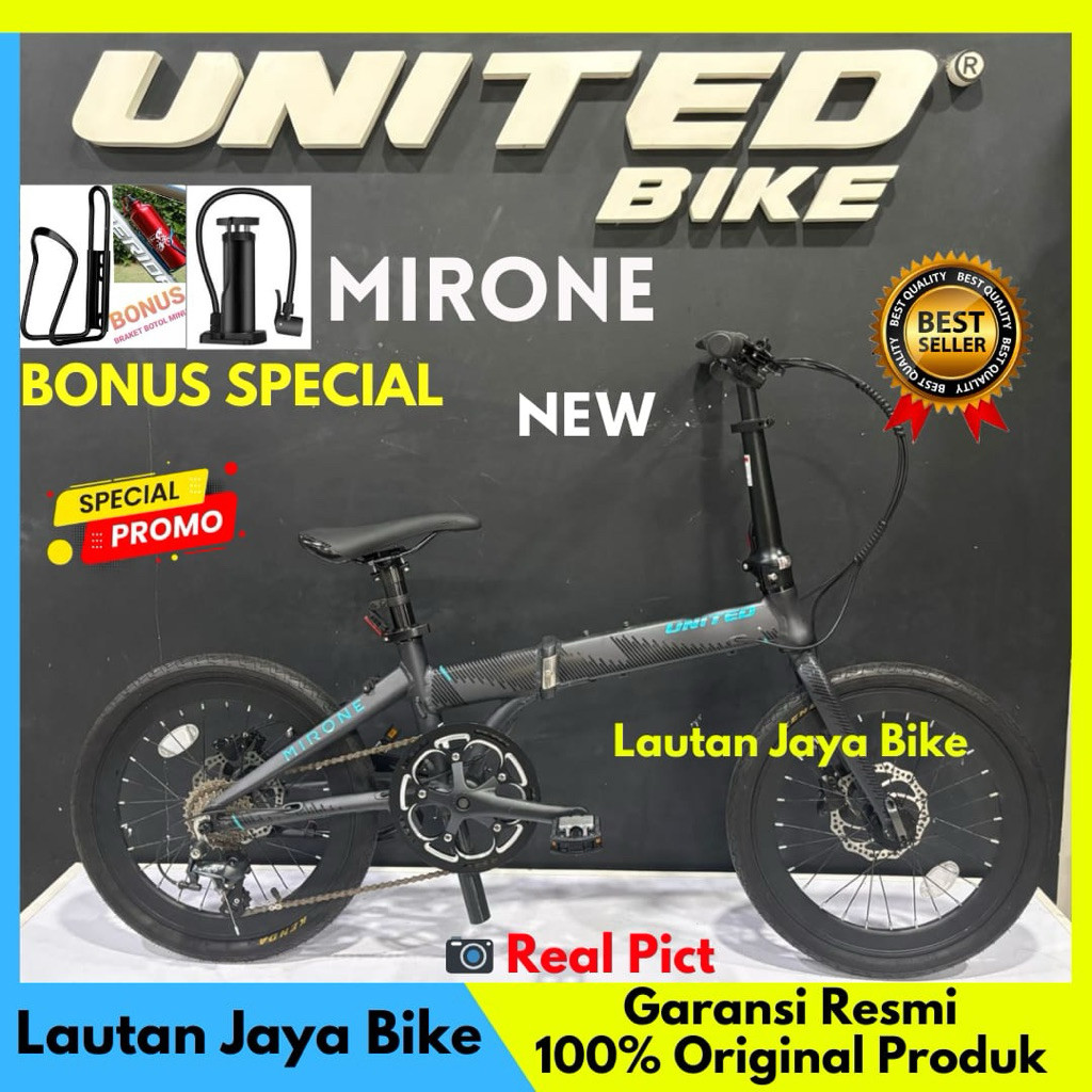 SEPEDA LIPAT 20 UNITED MIRONE Frame Allumunium Rem Hydraulic