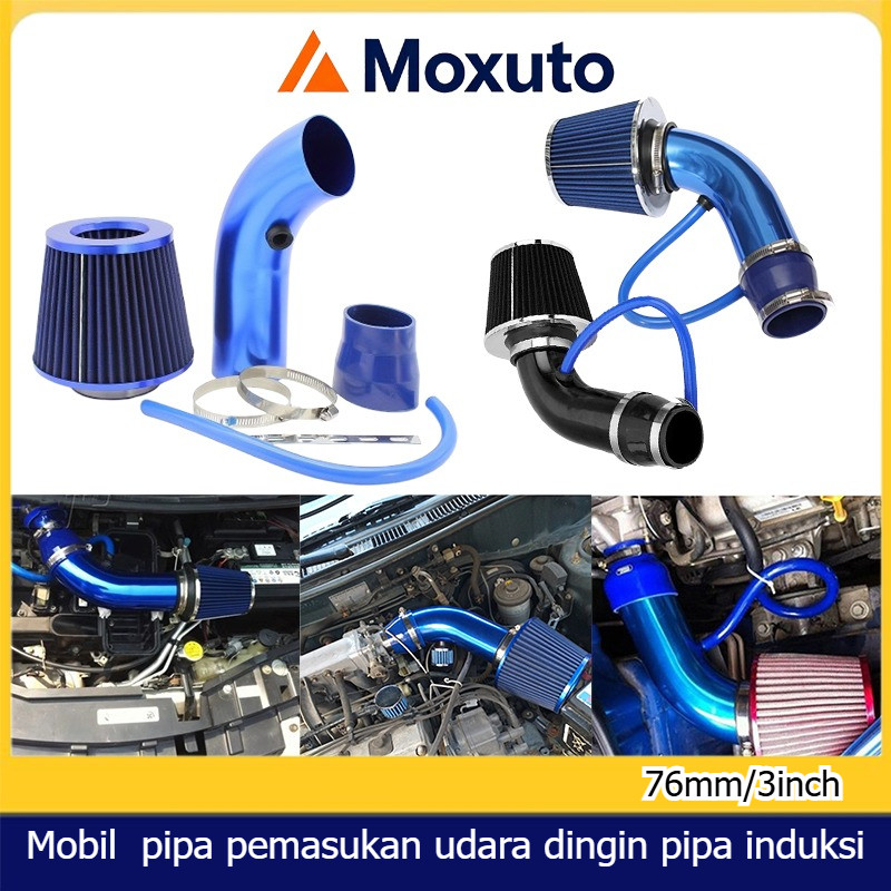 Moxuto 76mm/3inch Mobil  pipa pemasukan udara dingin pipa induksi Universal,Pipa Intake + Filter Uda