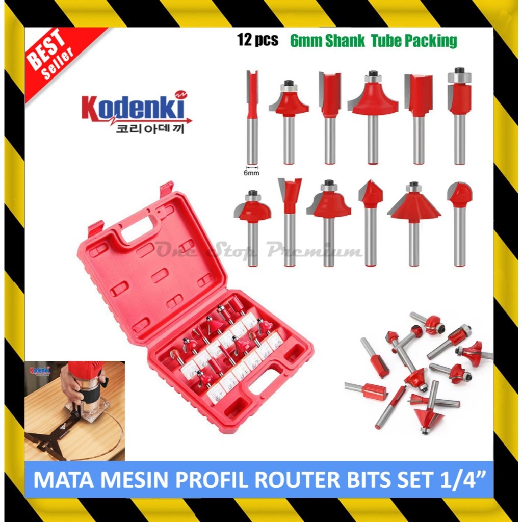 Ada ALAT MATA MESIN PROFIL PROPIL WOOD ROUTER RUTER TRIMMER TRIMER ROTARY FILE BIT BITS SET BENTUK U