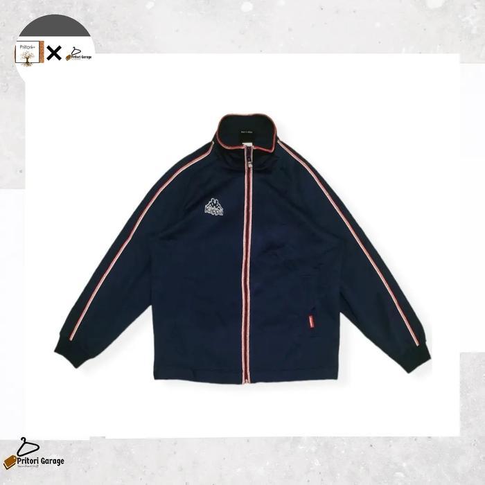 Windbreaker Track Jacket Kappa Script Logo Red White Tapped Navy