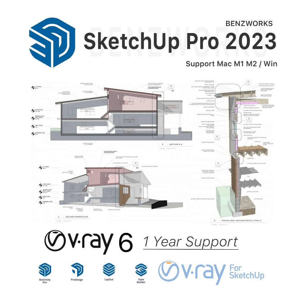 SKETCHUP PRO VRAY 6 MAC M1 M2 M3 1 YEAR