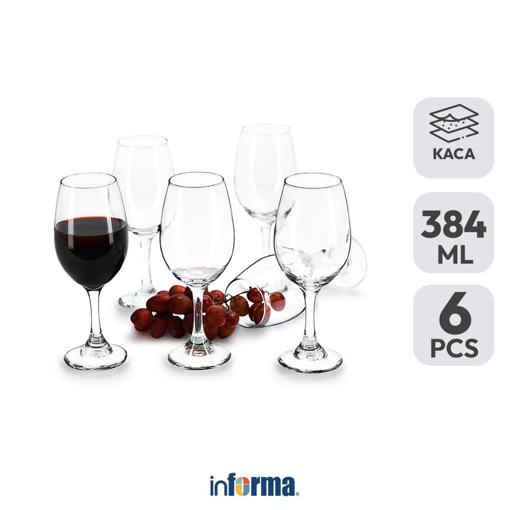 Informa Libbey Copa Goblet Gelas Wine Kaca 384 ml Set 6 Pcs Transparan Cup Wadah Air Minum Tempat Mi
