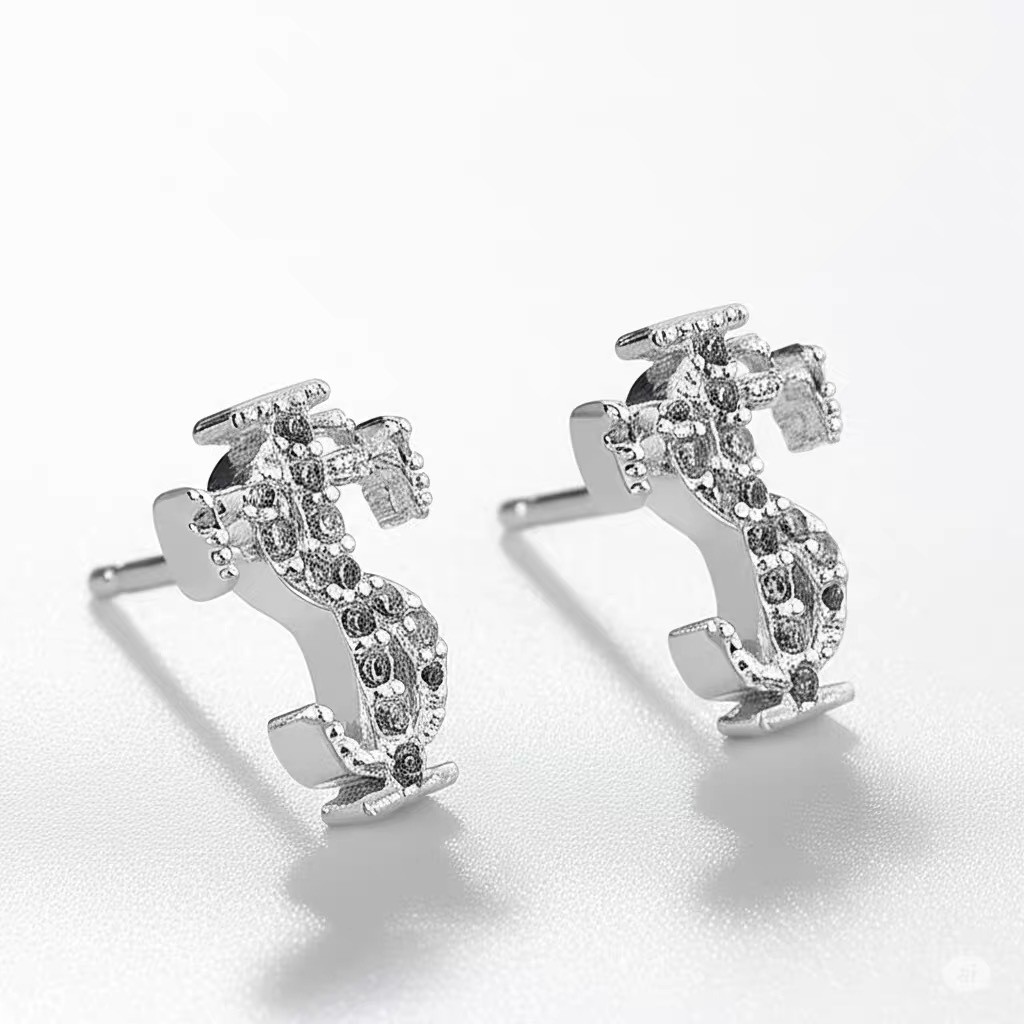 STK Anting-anting Stud Berlian Penuh Perhiasan Gantung Gaya Retro Amerika Anting-anting Fashion Jala