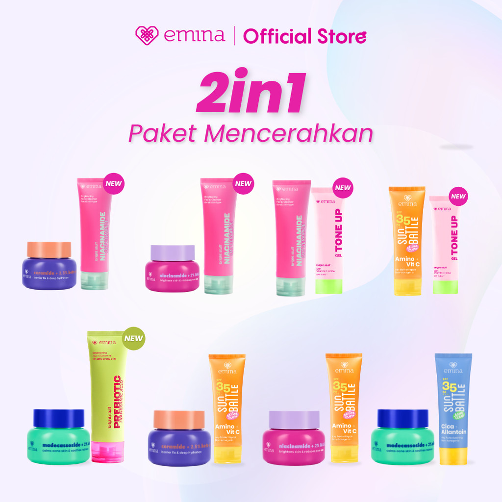 Emina Water Gel Moisturizer 30 g Hydrating - Paket 2in1 Moisturizer, Sunscreen, Face Wash | Mencerah