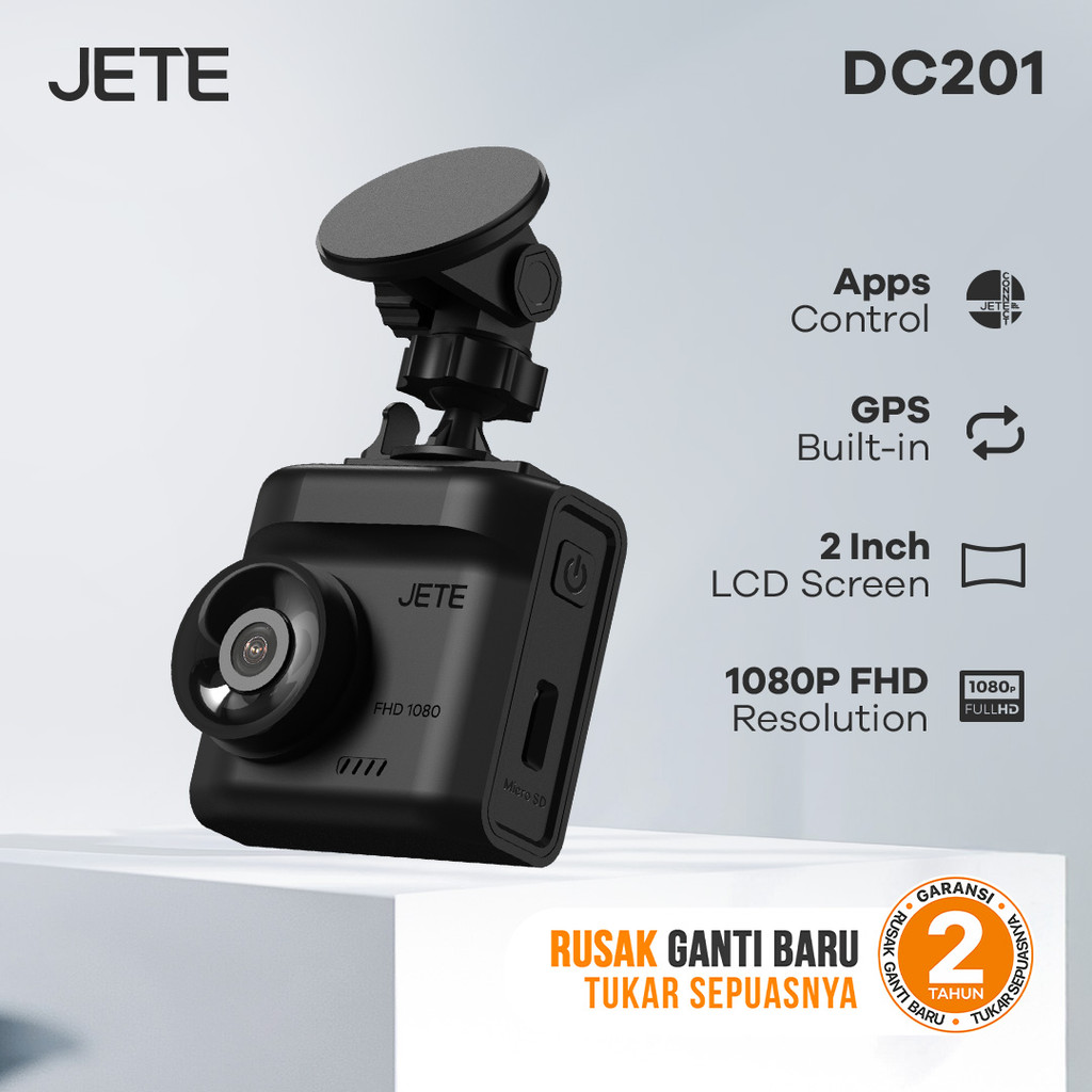 JETE DC201 Dashcam Mobil Full HD 1080p WiFi GPS G-Sensor LCD 2 Inci