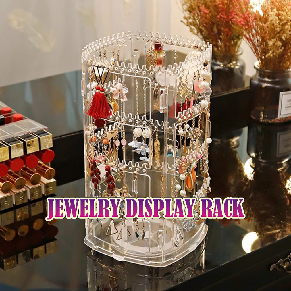 Rak anting aksesoris putar 360 Derajat / Rak Organizer Gantungan Anting-Anting/ Kalung / Cincin