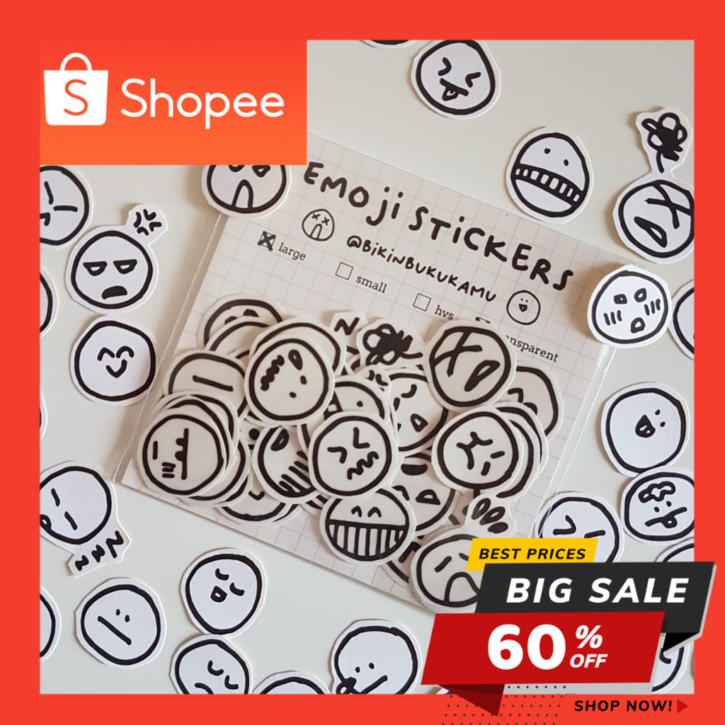 40Pcs Emoji Stickers Smiley Stiker Jurnal Doodle Aesthetic