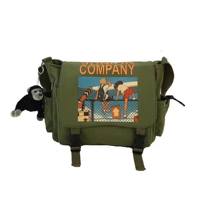 Tas Selempang Pria Keren - Tas Kurir Unisex Gaya Streetwear Kapasitas Besar -  Hijau