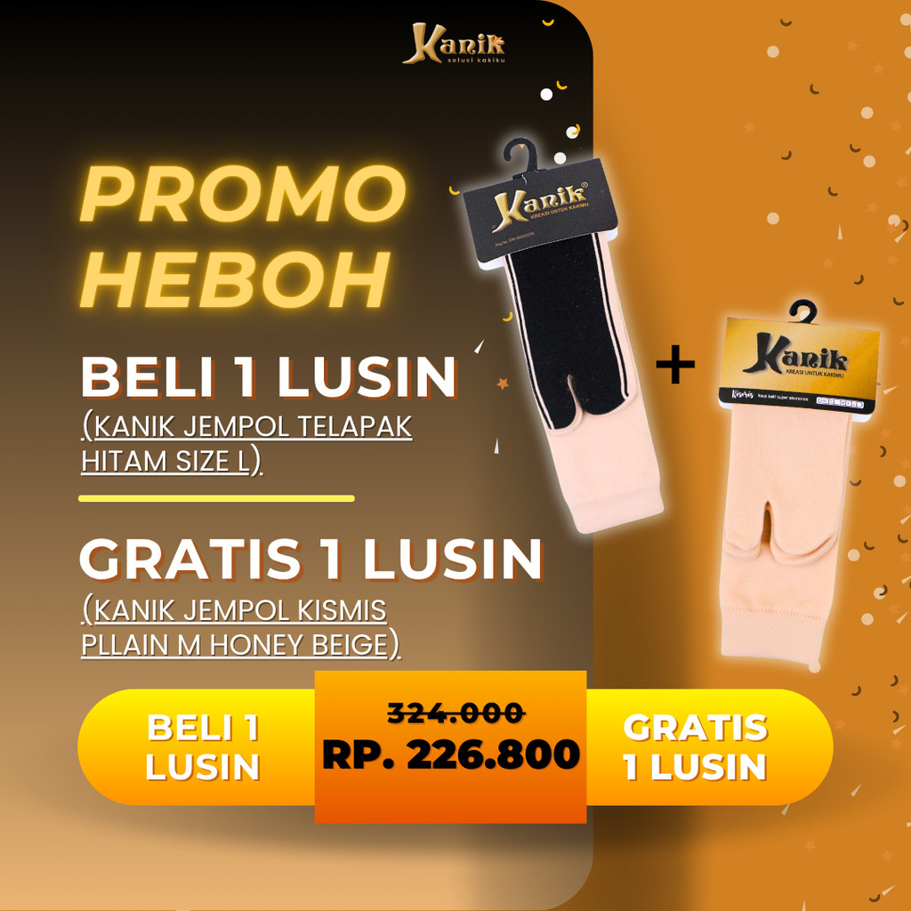 Promo Kaos Kaki Kanik 1 Lusin Jempol Telapak Hitam L Free Kismis Jempol Plain M Honey Beige Nyaman