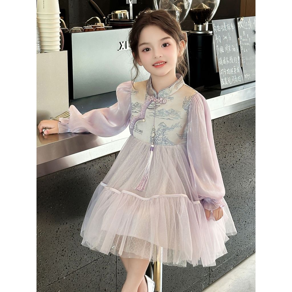 Gaun Anak Perempuan Gaya Nasional Stylish Lengan Panjang Gaun Putri Gaun Hanfu