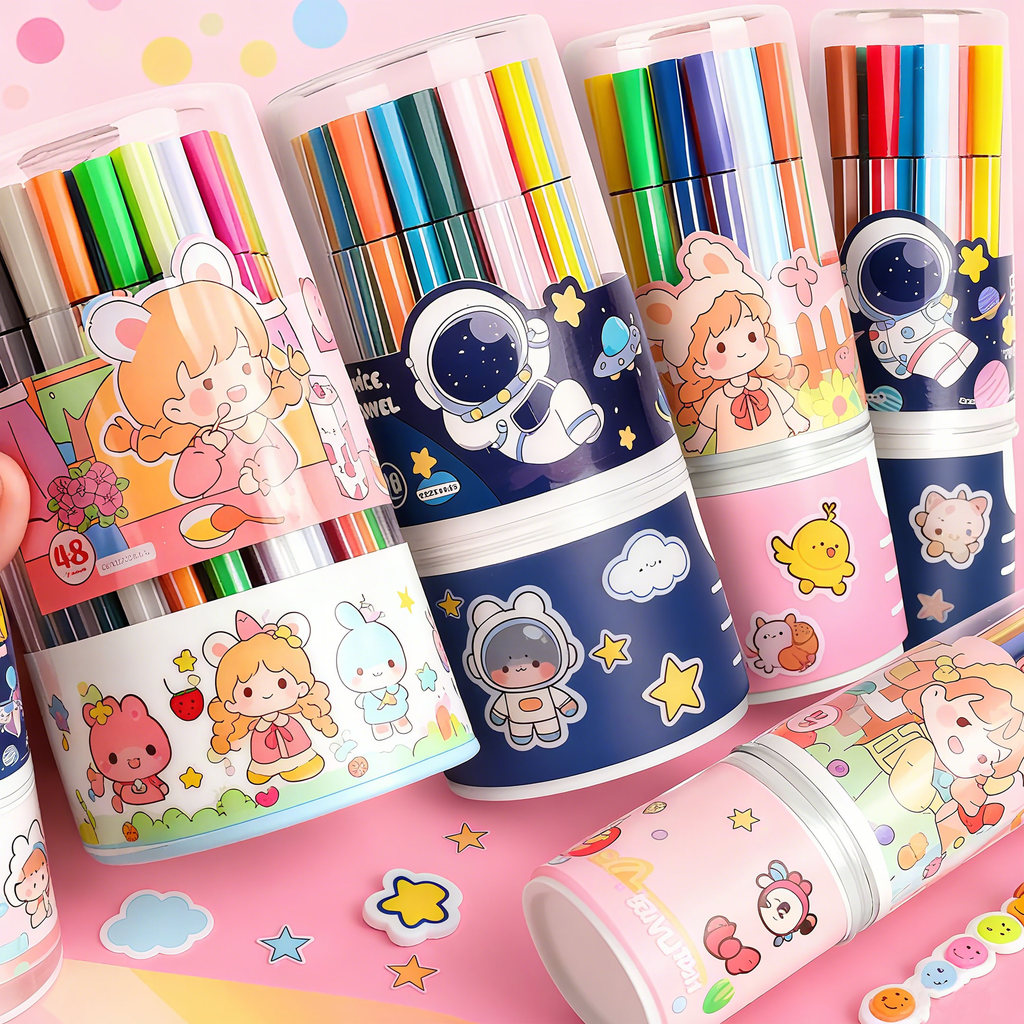 Spidol Cat Air Kartun12/ 24/36 Warna, Pewarna Anak, Bisa Cuci, Untuk TK & SD