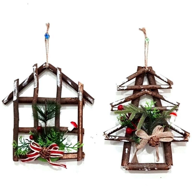 PROMOKayu Ranting Pohon Natal Dekorasi Hiasan Dinding Ornamen Natal Murah Rumah Kayu PitaREADY
