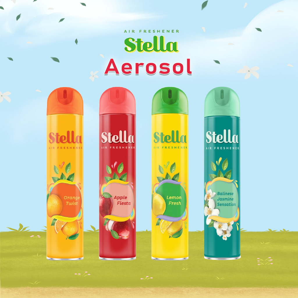Stella Aerosol Rose Garden / Orange Twist / Apple Fiesta / Lemon Fresh 350ml - Pengharum Ruangan Spr