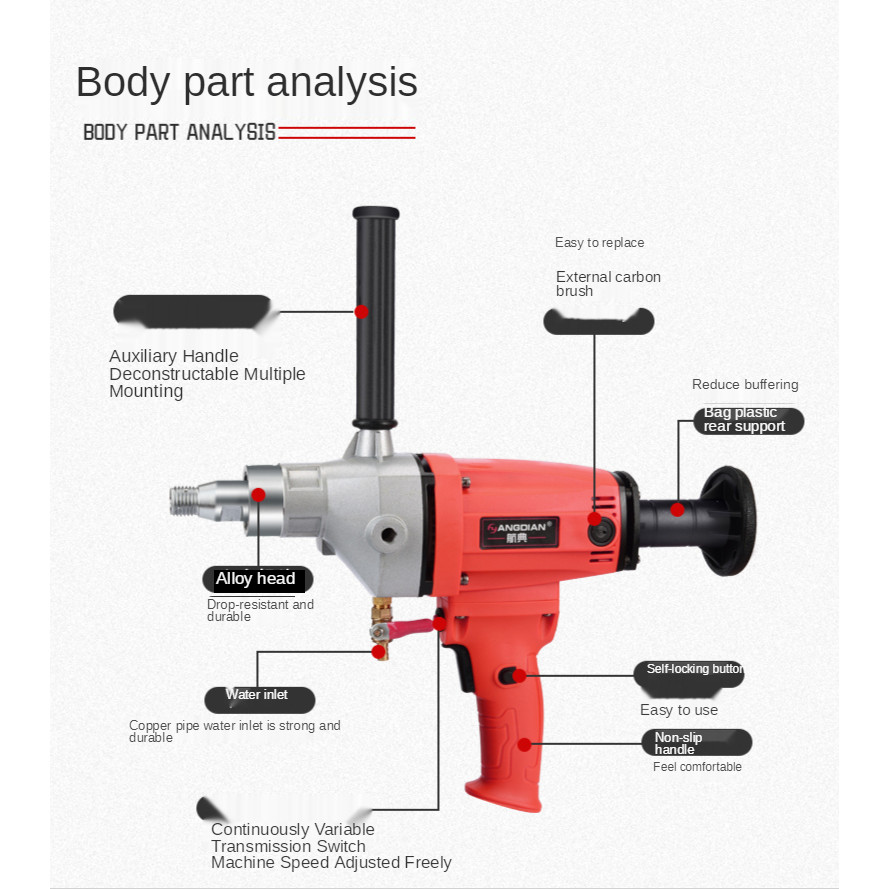 220V 2400W Water Drilling Machine, Hand-Held Drilling Machine, Air Conditioning Water Drilling To Co