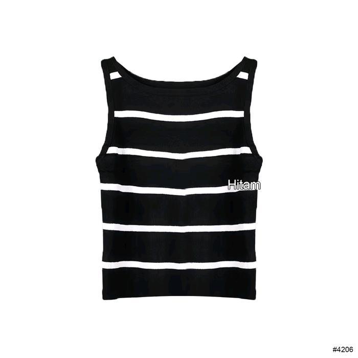 promo  -Tank Top nita Stripe Knit Top / Tank Top nita Korea / Casual Top  Panjang Atasan Crop Cewek 