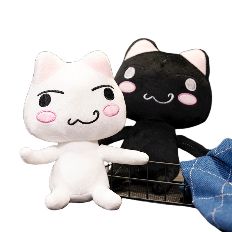 New Toro Inoue Cat Plush Anime Game Doll Stuffed Kittens Plushie Cartoon Couple Black and White Cats