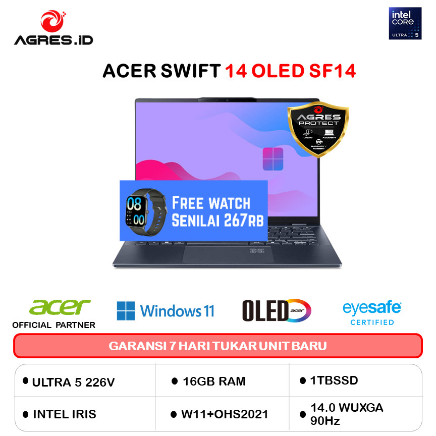 ACER SWIFT 14 OLED SF14 ULTRA 5 226V 16GB 1TB W11+OHS 14.0WUXGA 60HZ BLUE 2Y+ADP -51.583L