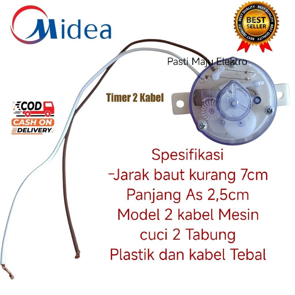 Timer Pengering Mesin Cuci Midea 2 Tabung Dryer Spin 2 Kabel As 2.5cm"