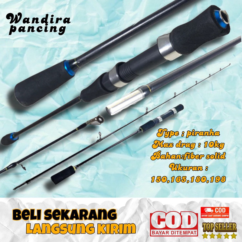 [ABIM SPORT] Joran pancing benjiro piranha jigging kaku fiber solid padat 165 180 198cm termurah COD