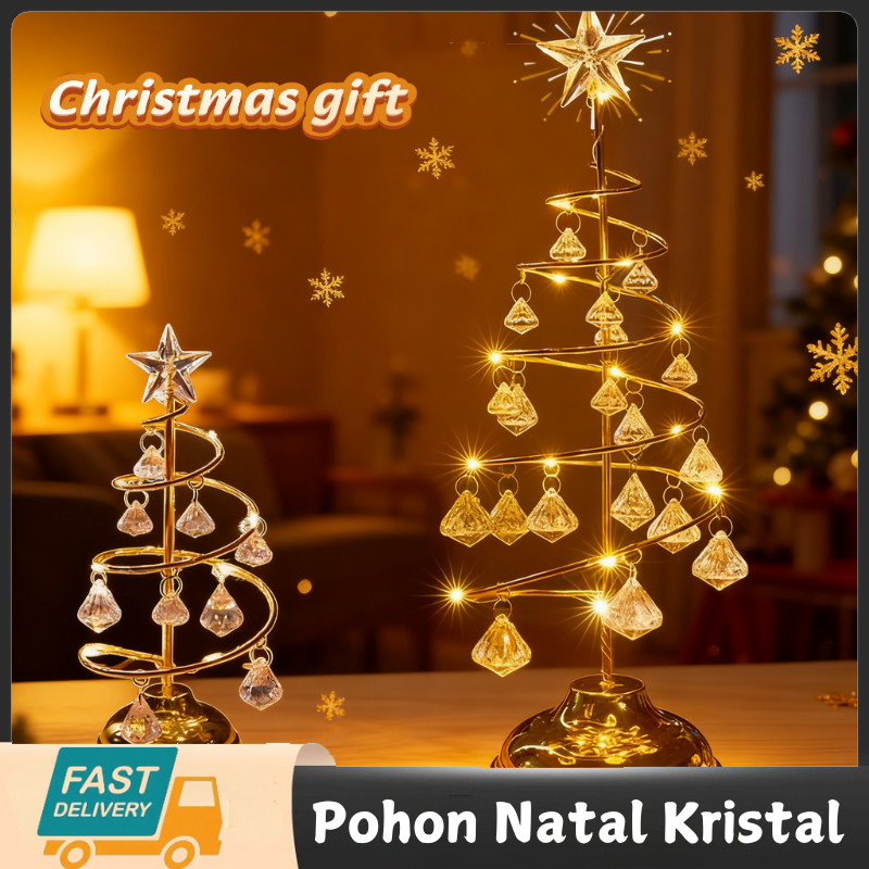 Lampu Pohon Natal Kristal Pohon Natal Kristal Lampu Hiasan Natal LED Toko Dekorasi Meja Ruang Tamu H