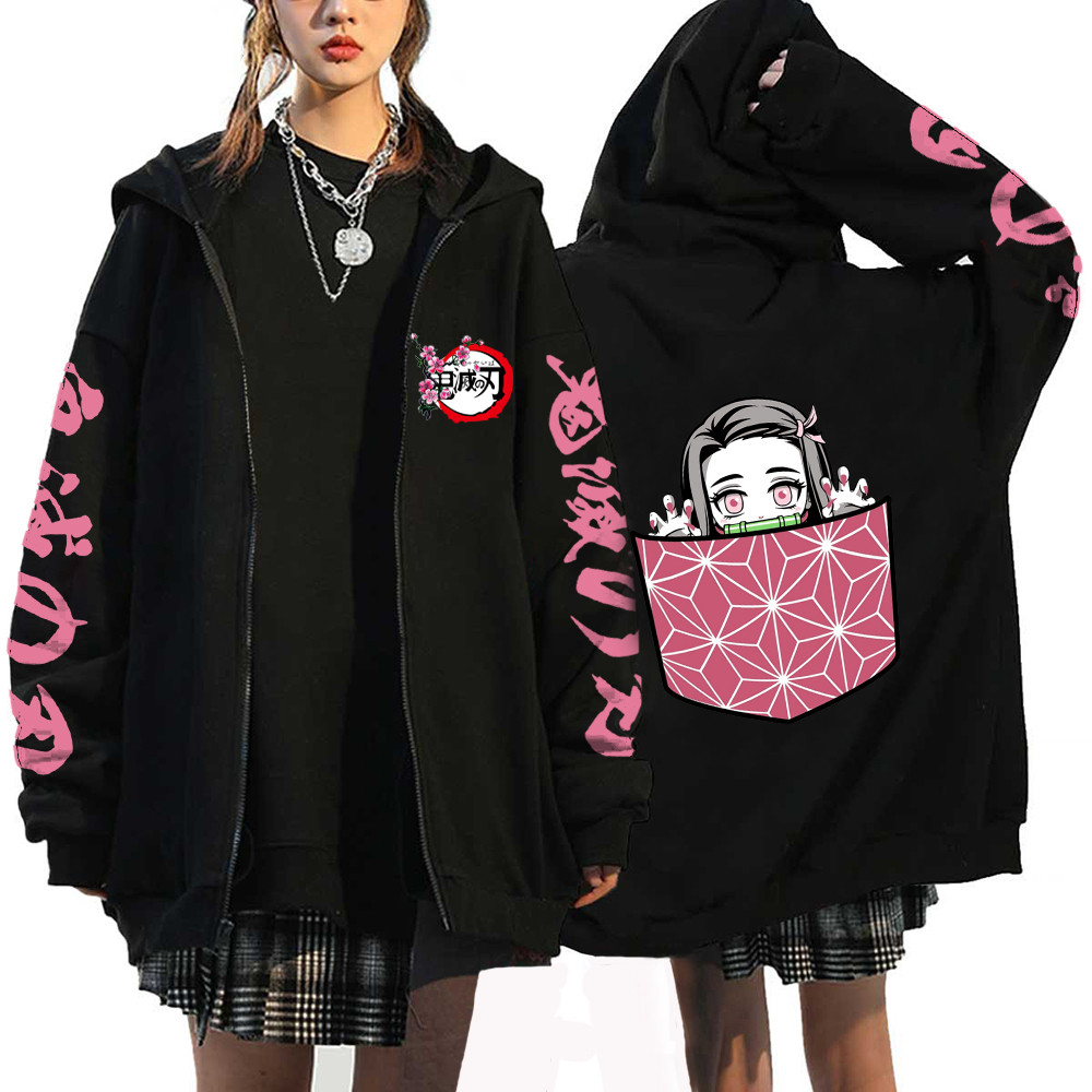 Jaket nezuko demon slayer costume baju Demon Slayer Anime Zipper Hoodie Kamado Nezuko
