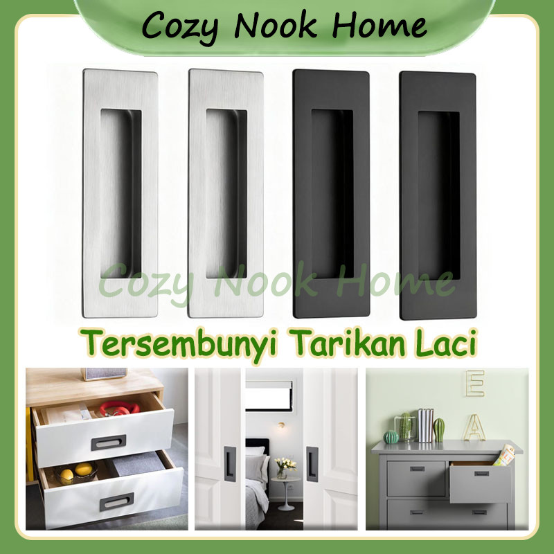 Handle Tersembunyi Tarikan Laci Tanam / Gagang Lemari Minimalis Aluminium Anti Tabrakan Warna Gold/B