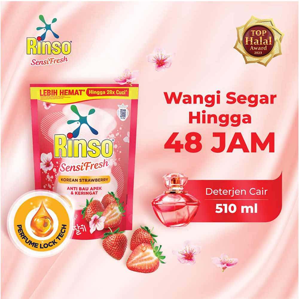 Rinso Deterjen Liquid + Molto Korean Strawberry 510mL