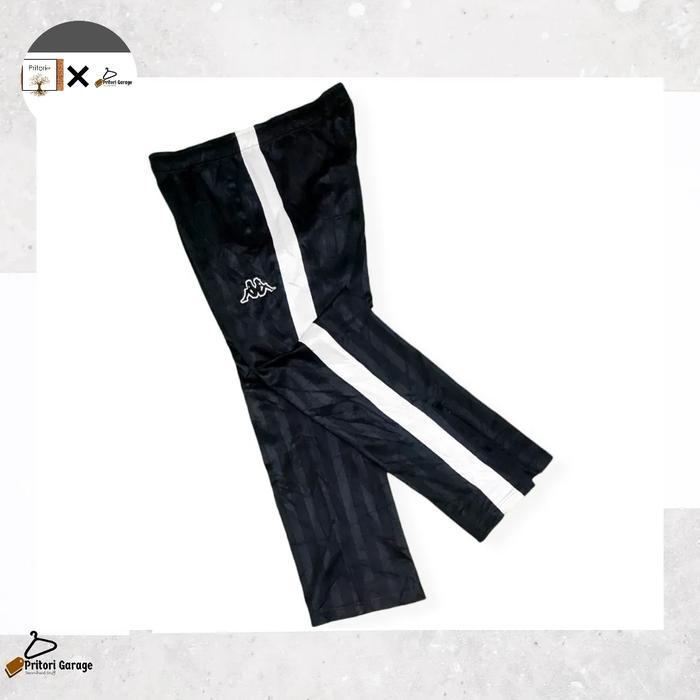 Celana Panjang Training Track Pants Kappa Black Stripe White List 36
