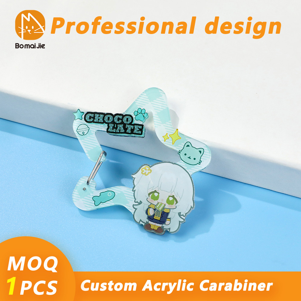 Custom Acrylic Carabiner Cartoon Acrylic Key Chain Photo Customized Anime Charms  Clear Personalized