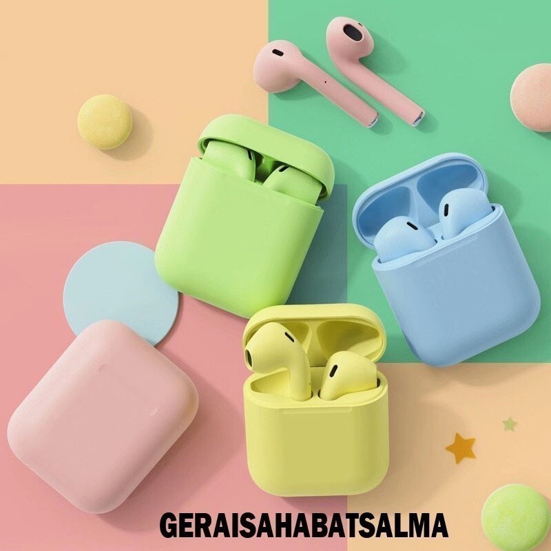 (HBI12) HEADSET BLUETOOTH TWS INPODS I12 MACARON INPODS12 EARPHONE BLUETOOTH 5.0 WARNA MACARON