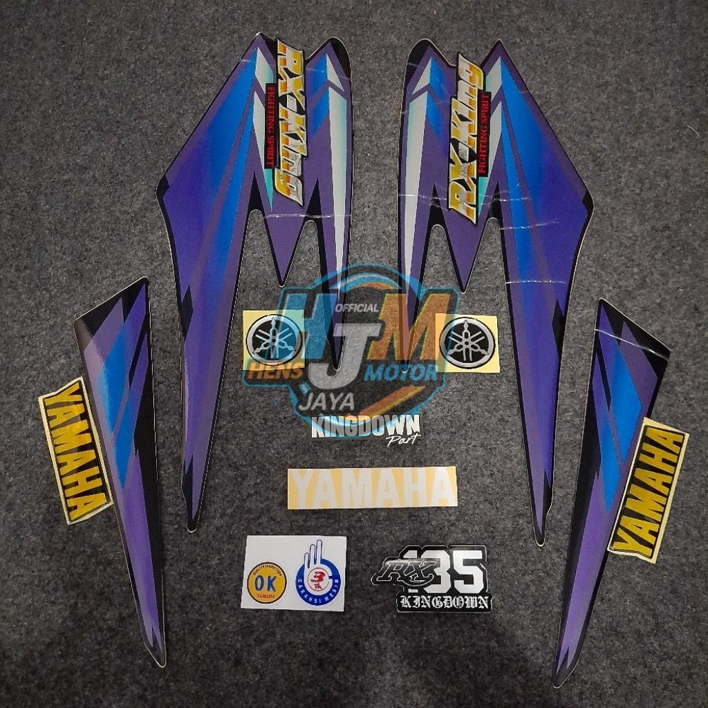 Striping Lis RX KING 2002 Hitam Ungu - Set Emblem -Premium Quality