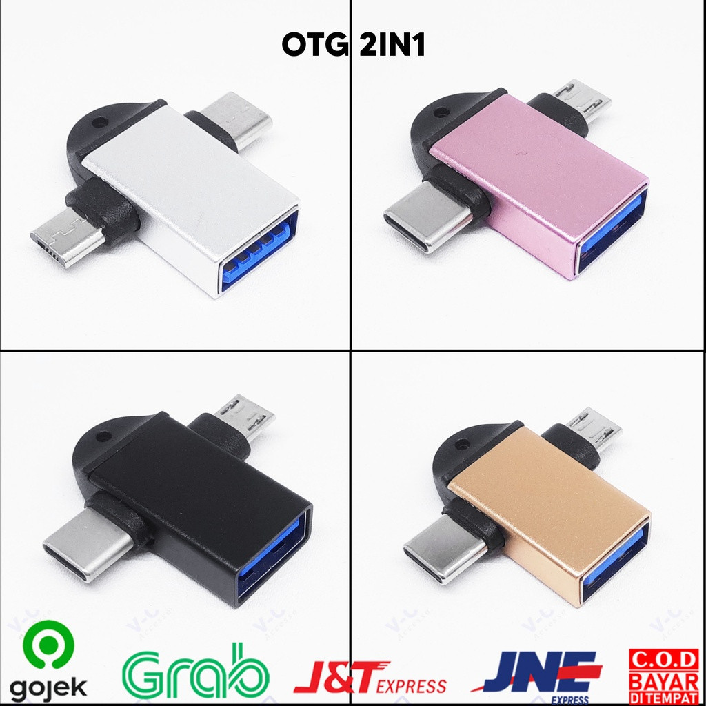 OTG 2in1 Micro USB dan Type C Portable Adapter Flashdisk ke HP Smartphone | Konektor Data Transfer C